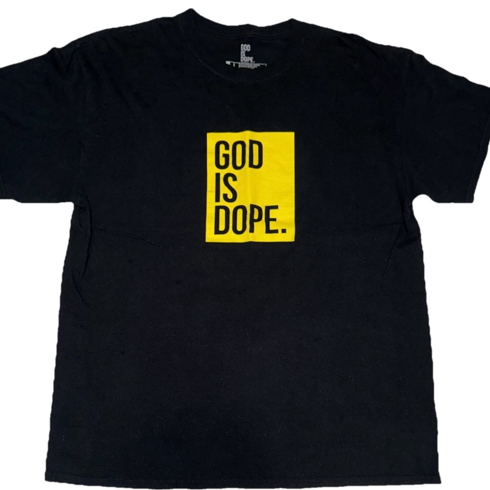 God is Dope Black Logo Graphic T-Shirt Men’s Large Short Sleeve Crew Neck